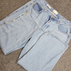 Universal Thread Jeans Womens 17 Blue Denim Faded Mid Rise 90s Baggy Button Fly